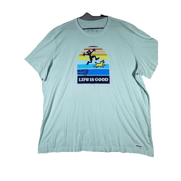 New Life is‎ Good Men's T-Shirt Tee Crusher Tee Size 2XL Ligth green - Picture 1 of 5